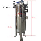 2  Npt Bag Filter Housing 304 Stainless Steel 120 Psi  In out  1 Bag With Mesh