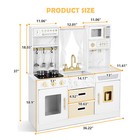 Wooden Kids Cooking Pretend Play Kitchen Playset Toddler Gifts W curtain storage