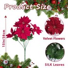 16 Pack Christmas Artificial Poinsettia Flowers 7 Heads 15     Faux Red Poinsettia