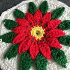 Hand Crochet Granny Squares Red Poinsettia Flower Christmas Pot Holders Set Of 2