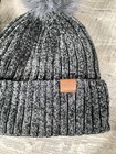4pc Winter Set Hat Scarf Gloves Headband Gray Pom Pom Gift Womens New Casual