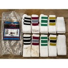 Vtg 1980s Deadstock Boys Tube Socks White 3 Stripe Over Calf Lot 7-11 10pr