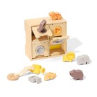 10pc Kiwico Peek-a-zoo Wooden Puzzle Box Activity W  Shapes Animals Locking Keys