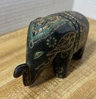 Batik Dark Green Elephant Hand Carved Wooden Figurine