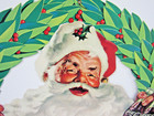 Vintage Coca-cola Coke Santa With Bottles In Wreath Christmas Decor