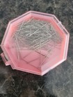 Vintage Pink Plastic Octagon Shapepin Holder Container Sewing Push Pins 