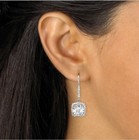 925 Sterling Silver Plated Round Cubic Zirconia Halo Drop Earrings For Women 