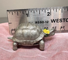 1981 Rio Mini Pewter Turtle Tortoise W Flower Figurine 2 x 1   94  Pure 88gms