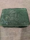 Vintage Jadeite Green Glass Jewelry Powder Box Rare Ship  Htf
