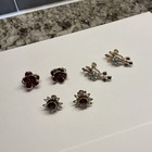 Lot Of 3  screw On Clip-on Earrings Vintage Modern Earrings Gold Tone Rhinestone