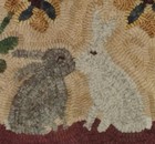 Primitive Rug Hooking Kit  Hooked  Kissing Bunnies  Linen  Wool