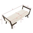 52  Mid Century Bench With Walnut Wood Leg channeled Upholstered Footrest Stool