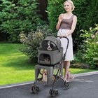 Double Pet Stroller For 2 Dogs Or Cats W  2 Detachable Carriers Safety Belt Gray