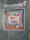 Vintage Wonderart Needlepoint Pincushion Kit 4x4  Needles   Pins