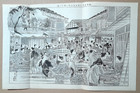 Japanese Street Market Print C 1889 Meiji Original Fish   Etc 