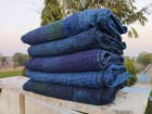Indian Vintage Natural Indigo Dyed Cotton Kantha Quilts Reversible Blanket Throw