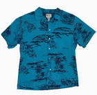 Vintage Hawaiian Short Sleeve Shirt Maps Dolphins Retro Skater Honolulu Sz L 