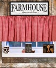 Red Gingham Valance Farmhouse Kitchen Curtain  43 w X 14   l Gift For Country Gal