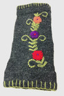 Lost Horizons Hand Knit Leg Warmers boot Cuffs 100  Wool Embroidered Floral New