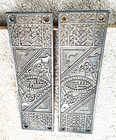 Pair Of Antique Ornate Eastlake Cast Iron Push Plates  Rare Door Hardware