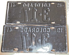 Antique   1941 Colorado License Plate Pair    3 - 17    Weld County   Low Number
