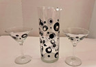 Libbey Mcm Retro Glass Cocktail Martini Pitcher And 2 Glasses With Black Dots