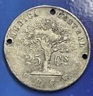 1865 Costa Rica 25 Centavos Au Details Holed 