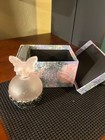 Frosted Pink Perfume Bottle W  Butterfly Stopper And Metal Accents   Nib 