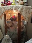 Antique China Cabinet  Carved Oak Curved Glass China Closet     Very Fancy  21381