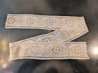 Antique 1870   s Rich Hand Embroidered Muslin Trim W Lace Work Rounds