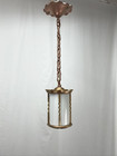 Rewired Vtg Copper Brass Tudor Arts   Crafts Mission Pendant Light  Porch  Hall
