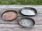 Antique Lot Of 3 Copper Baking Pans Early Primitive