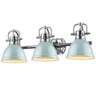 Golden Lighting 3602-ba3 Ch-sf Duncan 3-light Bath Vanity In Chrome With Seafoam