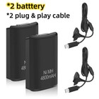 2 4800mah Rechargeable Battery Pack Charger Cable Dock For Xbox 360 Controller