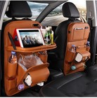 Pu Leather Car Storage Bag Multifunction Seat Back Tray Hanging Bag Waterproof C