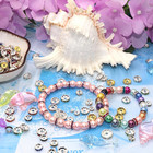 100pcs Rondelle Spacer Beads Round Crystal Charms Czech Rhinestone Silver Plated