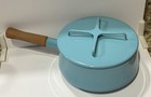 Dansk Kobenstyle Teal Mcm Vintage Style Metal Enamel Covered Lid Saucepan Pot