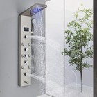 Stainless Steel Shower Panel Led Rain Waterfall Massage Shower Tower System Taps