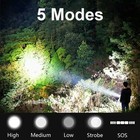 Tactical Led Flashlight Xhp50 Zoomable Rechargeable 5 Modes 500m Range