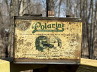 Vintage Rare Metal Polarine Square Motor Oil Can W early Car Graphic Gas  sign