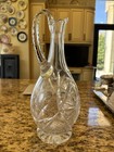 Vintage Cut Crystal Decanter W o Stopper Starburst Fan Pattern Heavy Crystal