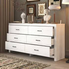 White Wood Finish 6-drawer 63 In  X 15 7 In  X 33 1 In  Dresser  Wooden Chest Of