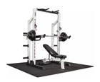 Fitness Gear Squat Rack With 300 Lbs Of Weights  Olympic Lifting Bar  And Bench