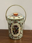 Vintage Made In England Metal Tin Box Container Round Floral Regal Crown