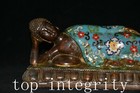 12 5   Qianlong Pure Bronze Cloisonne Shakyamuni Amitabha Sleep Buddha Statue