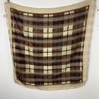 Unbranded Womens Square Scarf Red Green Ivory Plaid Lightweight Vintage