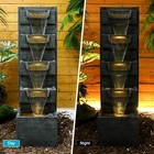 Sculpted Modern Indoor Fountain     Abstract Waterfall With Illuminated Tiers