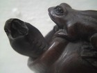 Japanese Carved Hardwood Netsuke Kobe Toy Style Articulated Snake Head Frog Pot