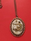 New Listing sale  Lg  Vintage Cameo Zodiac Pendant- sagittarius  Cream gold -