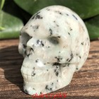 2   Natural Sesame Stone Skull Quartz Crystal Skull Carved Decoration Healing